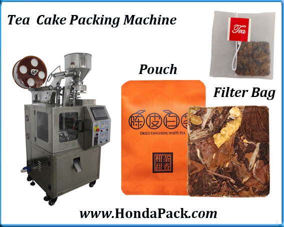 White tea cake packaging machine with pouch