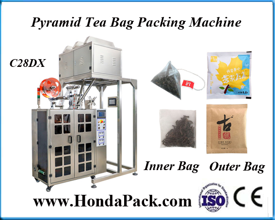 Lipton pyramid tea bags, Pyramid tea bag packing machine, double chamber tea bag