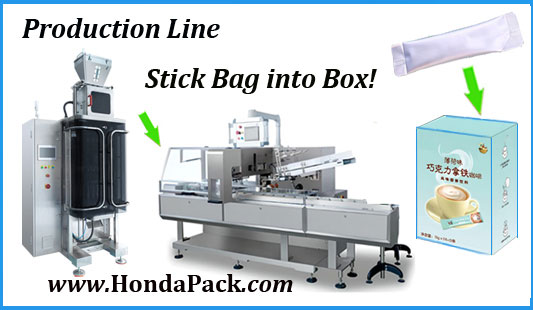 Stick pack packaging and cartoning lines