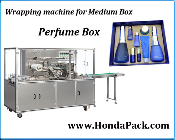 Cellophane wrapping machine for perfume