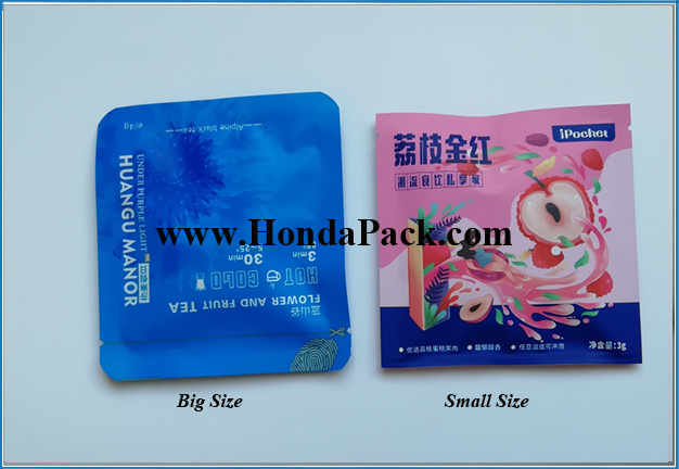 Automatic overwrapping machine, Over Wrapper, Pyramid tea bag, Premade pouch, Triangle shape pouch