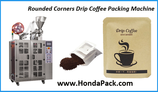 Rollstock packaging machine, <a href=https://www.hondapack.com/en/drip-coffee-packing-machine.html target='_blank'>Drip coffee packing machine</a>, round corner 