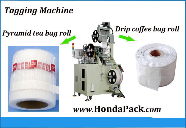 Tea bag tagging machine